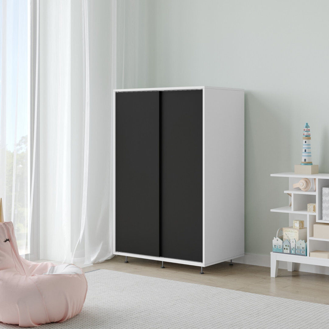 Isabelle & Max Engineered Wood Wardrobe White/Black 80cm W X 51.5cm D