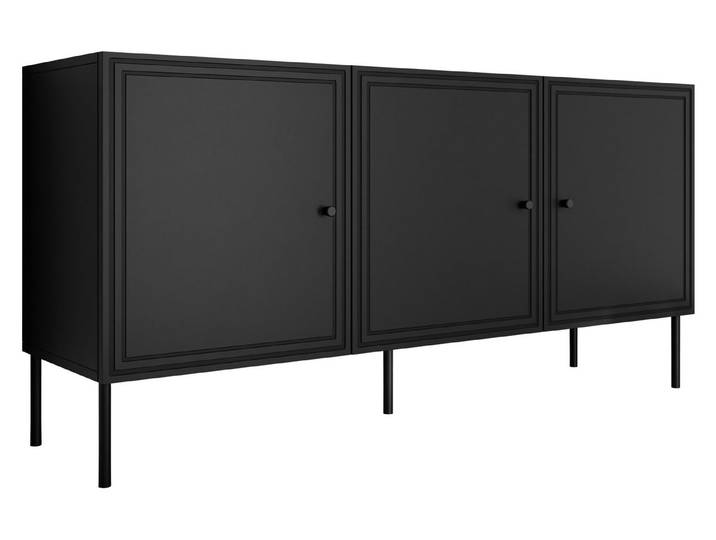 MIRJAN24 Kommode Palazzo Bis 150 3D (mit drei Drehtüren), Metallfüße in der Farbe Schwarz