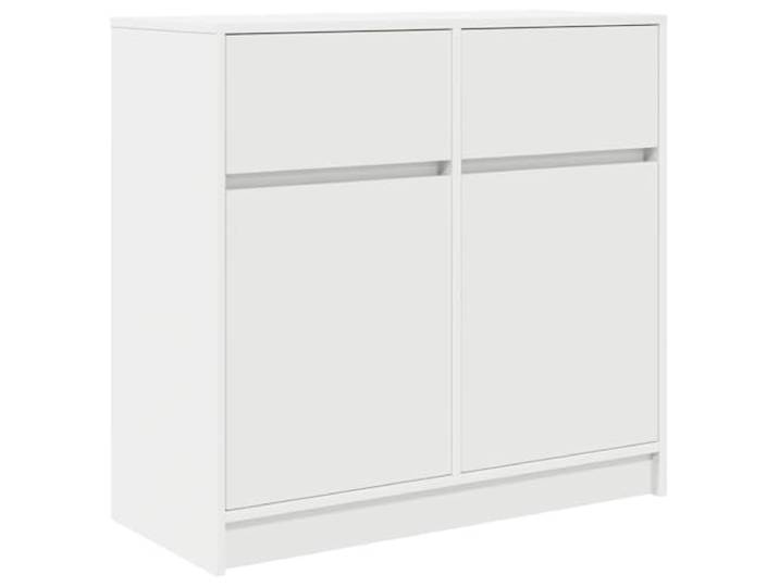 KPOTUERTU Sideboard mit Schublade Weiß 80x34x76 cm Holzwerkstoff Zwei Schubladen, Türen, zwei Montagevarianten, Holzwerkstoff, feuchtes Tuch, Wohnzimmer, Essbereich, Home-Office, Bücher,