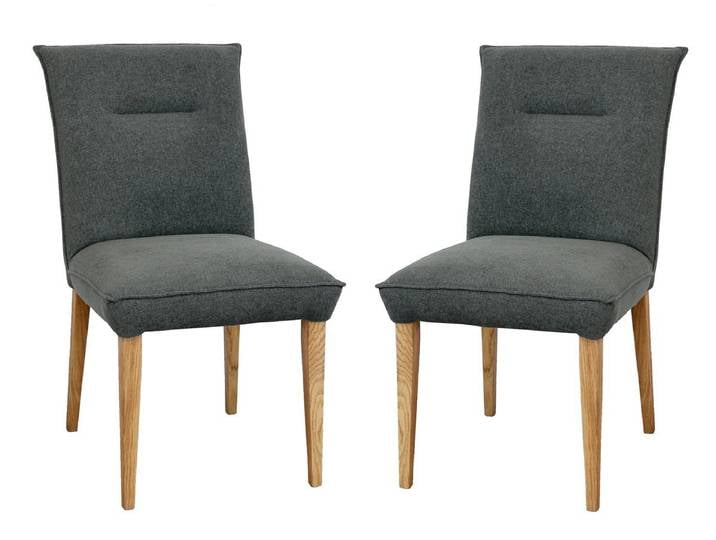 Esszimmerstuhl 2er-Set 'Selma' Eiche & Stoff dunkelgrau