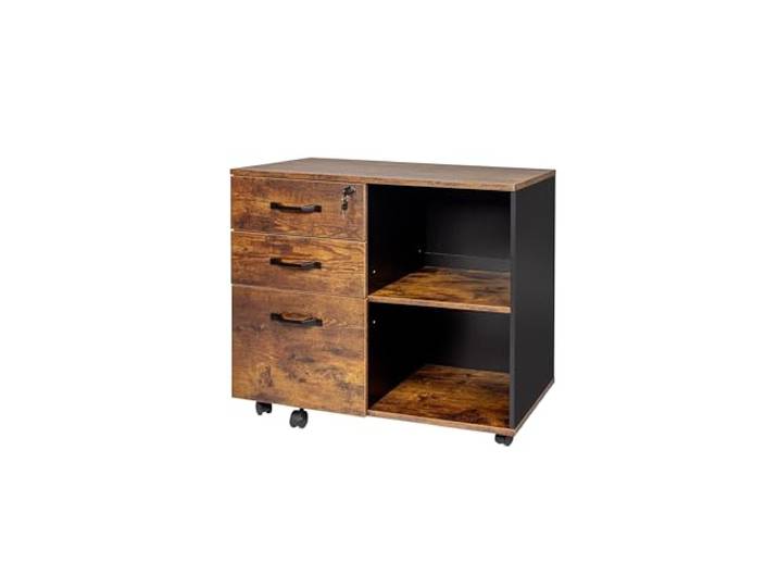 Relaxdays Rollcontainer, 3 Schubladen, 2 Fächer, Hängeregister, HxBxT: 66 x 80 x 40 cm, abschließbar, Büro, Farbwahl