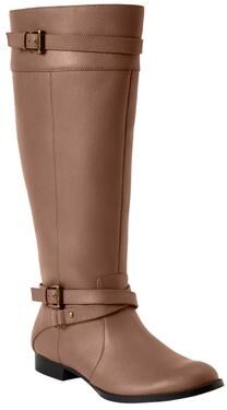 Women's The Janis Tall Wide Calf Leather Boot By Comfortview by Comfortview in Cognac (Size 8 M)