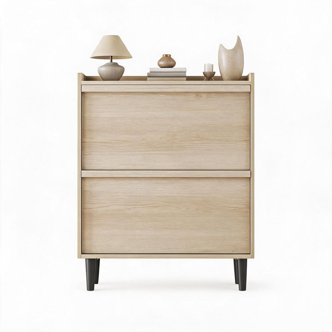 East Urban Home 25 Pair Shoe Storage Cabinet natural wood color 25