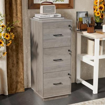 FCH "Wooden 3 Drawers File Cabinet With Lock 38.58""H"