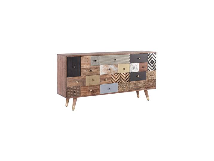 Massives Design Sideboard „Dhaval II“ Mangoholz Multicolor Bizzotto