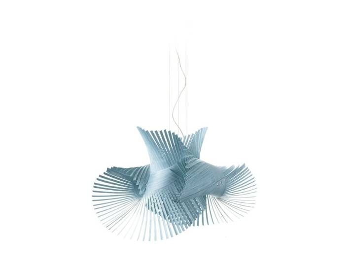LZF Pendelleuchte Minimikado - Sea Blue (Meerblau) , Nickel matt