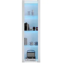 Hochglanz Vitrinenschrank 55x38x166 cm mit LED-App-Steuerung, Glasböden, Aufbewahrung, Standregal, vielseitig, Weiß