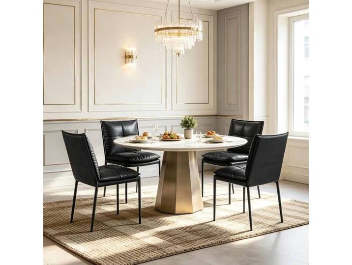 Chaise De Salle A Manger Noire Lot De 4 Siege Rembourre Design FloraGrace Pour Salle A Manger Facile A Assembler 48x55x87cm