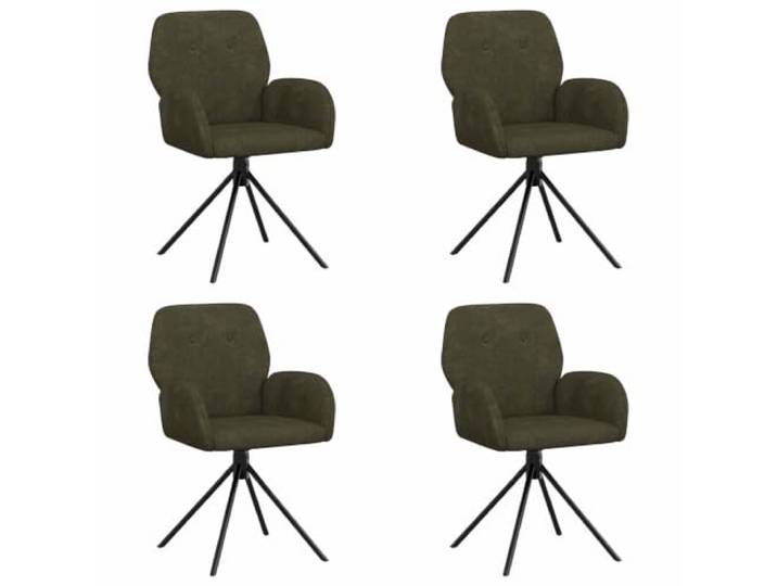 KUTYWEXFM Drehstuhl Esszimmer 4er Set Kunstwildleder Olivegrün Metall Modernes 360 Grad drehbares Polsterstuhl Set mit Armlehnen und Ergonomie für Küche, Essbereich und Wohnzimmer.