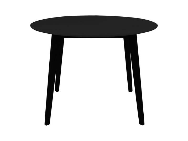 GRAM - Table Repas Ronde 105cm Noire Piètement Hévéa