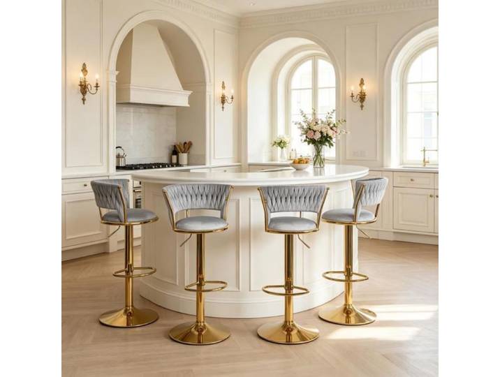 SUPFINE Lot de 4 Tabourets de Bar Moderne Hauteur Réglable Chaise de Comptoir Bar Cadre Métallique pour îlot de Cuisine Bistrot