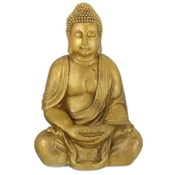 relaxdays Gartenfigur großer Buddha 70 cm gold gold