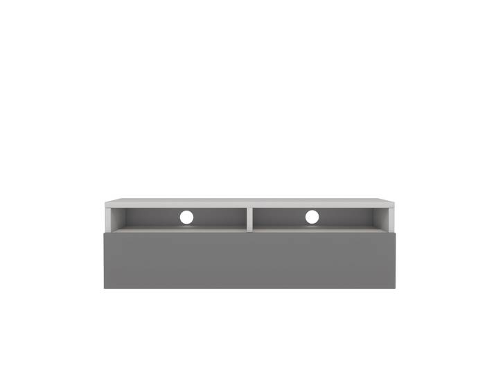 TV-Schrank mit Schublade Rednaw 100 cm Weiß matt / Grau glänzend