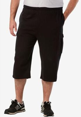 Men's Big & Tall Fleece Judo Shorts by KingSize in Black (Size L)
