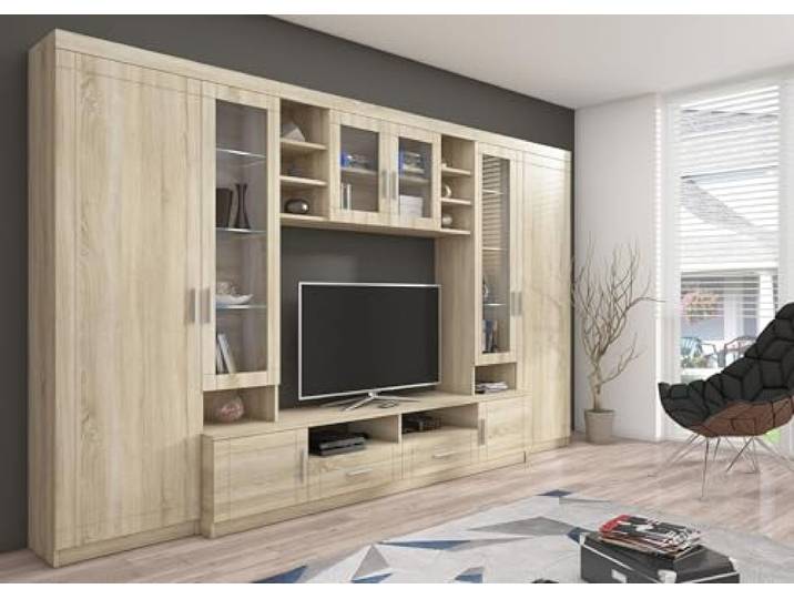 TOP Wohnwand Paris Anbauwand Wohnkombi Wohnzimmer Sonoma Eiche matt