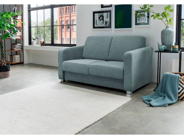 Schlafsofa HOME AFFAIRE MIA modern und bequem, schmale Armlehnen, Einzelauszug , grün (mint), B:159cm H:88cm T:87cm, 100% Polyester, Sofas, Schlafsofa, mit 2 Einzelauszügen als Längsschläfer