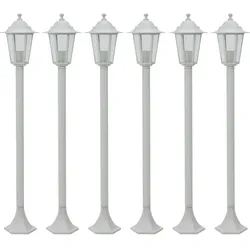 Helloshop26 - Set mit 6 funktionalen Gartensteckerleuchten für den Außenbereich 110 x 19 cm weißes Aluminium 02_0045891