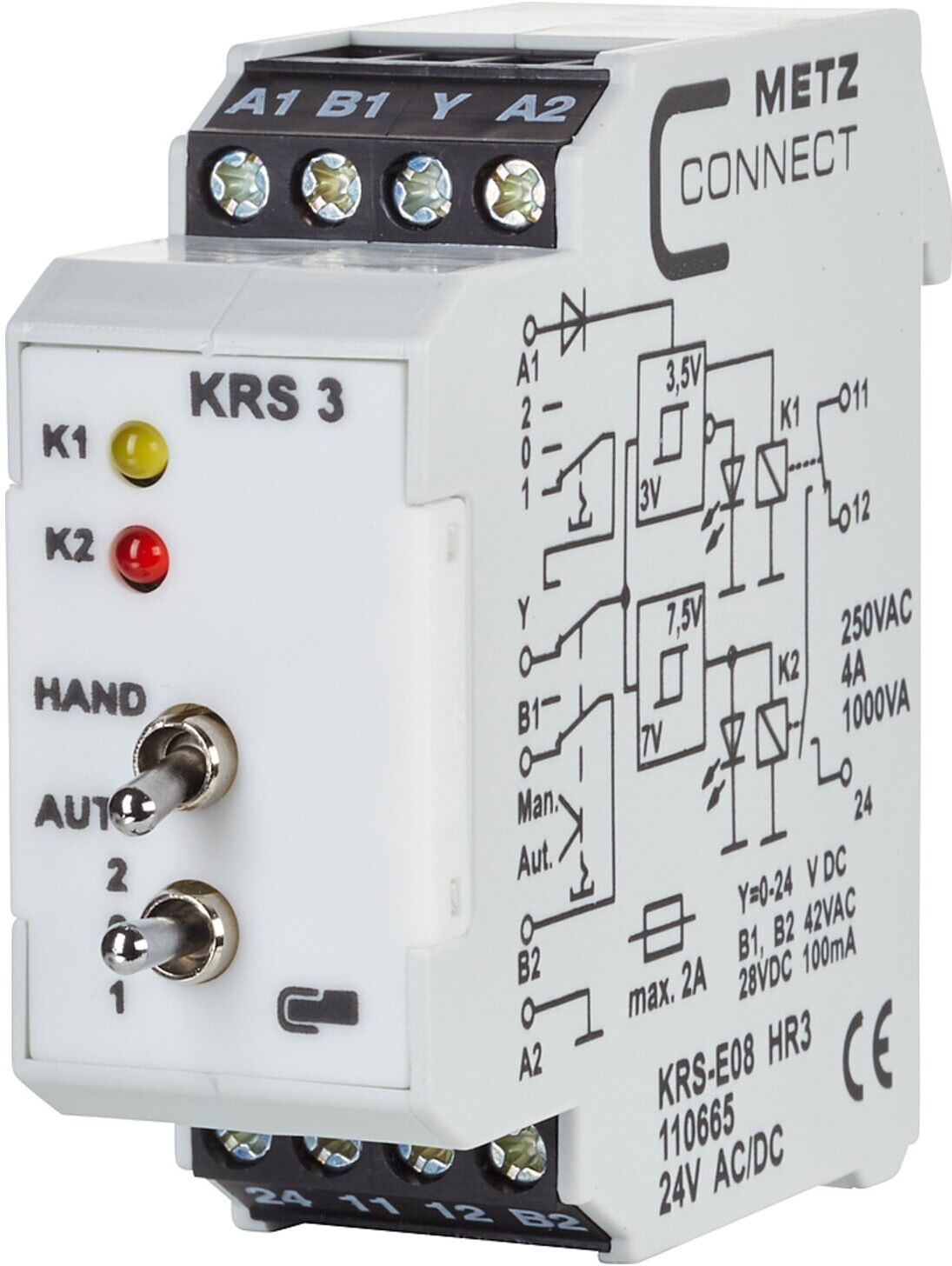 BTR NETCOM Schnittstellenmodul 1W KRS-E08 HR3 24ACDC ; Metz Connect (110665)