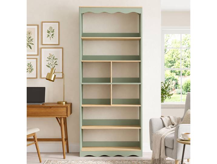 HOMCOM Bibliothèque 6 Niveaux Bois Vert 76x24x180cm