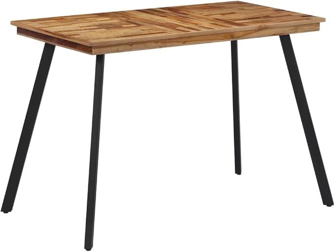 Silecomplaza Massivholz Esstisch Teak 120x62x76 cm mit robustem Eisengestell - Langlebiger Küchentisch für Esszimmer, Wetterbeständiges Naturmaterial, Stabile Tischplatte, Hochwertige