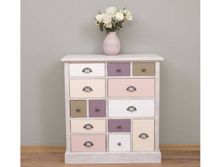 Vintage Apothekerschrank im Landhausstil rosa