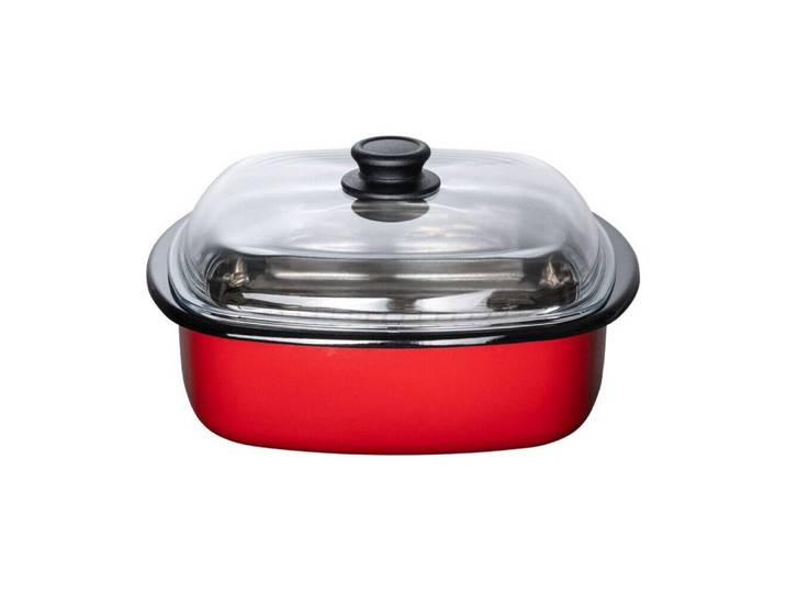 Riess Kochtopf Dampfgarer 3-tlg. Classic Color Rot, Emaille (Set, 3-tlg), Dampfgarer, 4,5 l, Emaille, rot