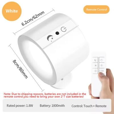 Friendly Fresh Finds Rechargeable LED Wall Light Double Head 360 Rotating Wireless Wall Lamp With Remote Control white