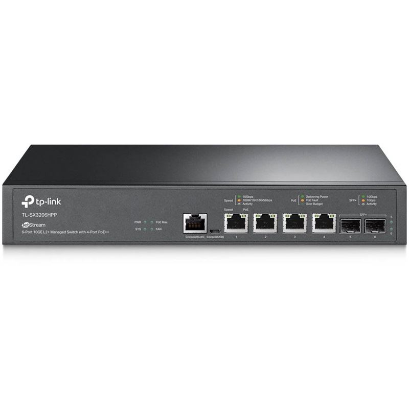 TP-Link JetStream TL-SX3206HPP V1 - Switch - 6 Anschlüsse - managed - an Rack montierbar
