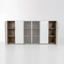 Büroschrank 3 OH abschließbar mit 2 Glastüren Grafo
