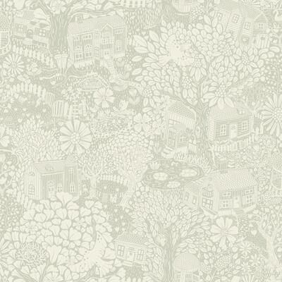 A-Street Prints Bygga Bo Seafoam Woodland Village Wallpaper