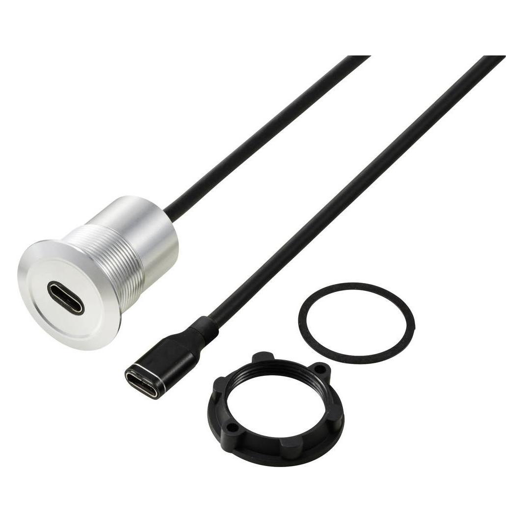 Tru Components USB-C (3.1) Buchse/Buchse 1 m Kabel silber TC-13376300 Inhalt (TC-13376300)