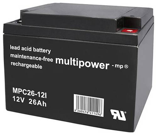Multipower MPC26-12I 136090 Bleiakku 12V 26Ah Blei-Vlies (AGM) (B x H x T) 166 x 125 x 175mm M5-Schraubanschluss Zyklenfest