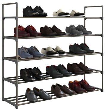 Shoe Rack - 5-Tier Shoe Organizer by Home-Complete (Gray)