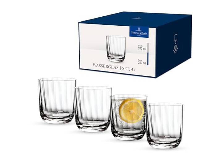 Villeroy & Boch - Rose Garden Gobelet à Eau Set 4 Pièces Transparent\, Garanti Lave-Vaisselle\, Verres à Jus et Soda\, Verre à Boire\, Set de Verres\, Ensemble de Verres\, Cristallin