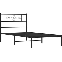 vidaXL, Bett, Bettgestell mit Kopfteil Fussteil Metallbett Bett Schwarz 120x190cm (120 x 190 cm)