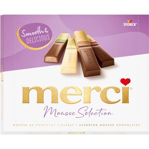 Merci Pralinen Mousse Selection Mousse au Chocolat 20 Stück, 4 verschiedene Sorte, einzeln verpackt, 210 g