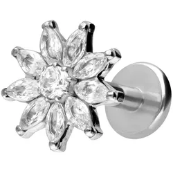 Titan Labret mit Innengewinde KRISTALLBLUME