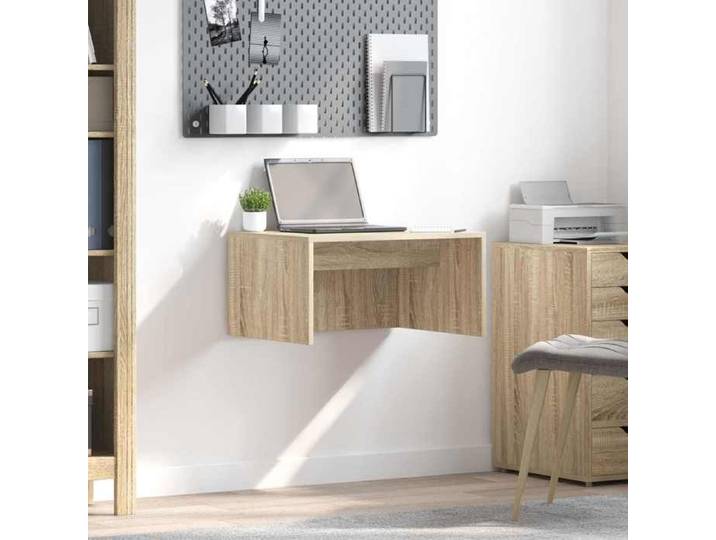 Bureau mural chêne sonoma bois ingénierie 60x45x30 cm bureau suspendu design scandinave compact