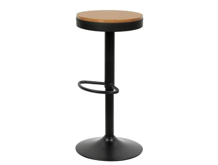OHMG Tabouret De BAR rond noir Chassis en bois rond en une seule pièce Set de deux 36cm