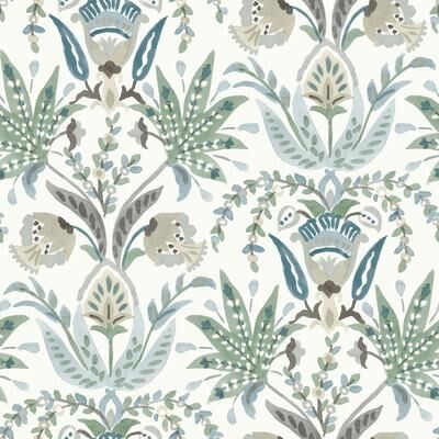 York Wallcoverings Seaside Jacobean Green & Blue Wallpaper