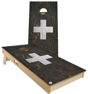 Skip's Garage Switzerland Flag Rustic Outdoor Cornhole Board Set