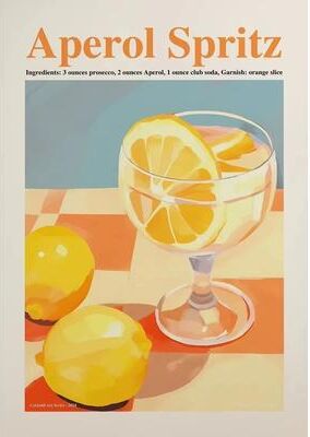 Inspire Essentials Italian Cocktail Food Wall Art Aperol Spritz Pizza Kitchen Canvas Decor 24 50x75cm Unframed