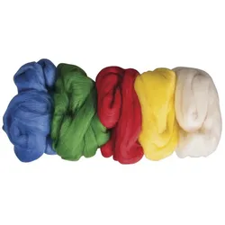 rayher REINE SCHURWOLLE KAMMZUG 5 FARBEN JE 25G BASISFARBEN 53878000