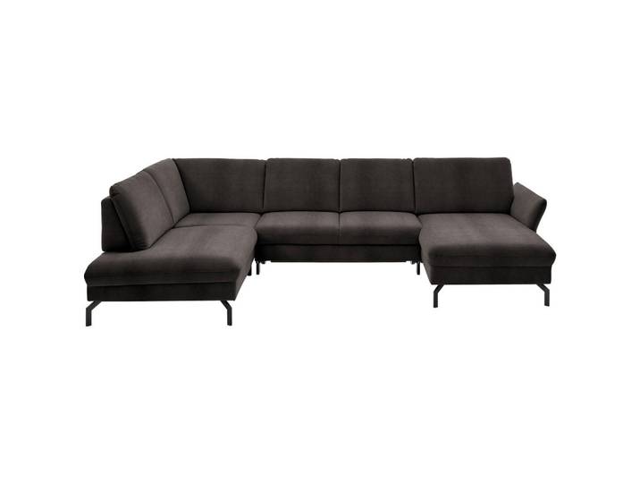 Beldomo System Wohnlandschaft, Dunkelbraun, Metall, 5-Sitzer, U-Form, 335x220 cm, Goldenes M, Stoffauswahl, Sitzqualitäten, seitenverkehrt erhältlich, individuell planbar, Wohnzimmer, Sofas & Couches, Wohnlandschaften, Wohnlandschaft U-Form