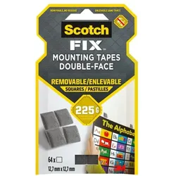 Scotch Montagequadrate ablösbar »FIX« 12,7 x 12,7 mm - 64 Stück grau