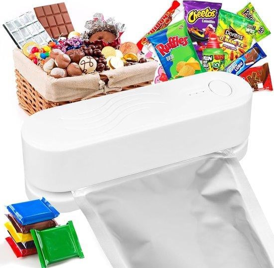 Oplaadbare mini-verpakkingsmachine met 3 temperatuurinstellingen, wit