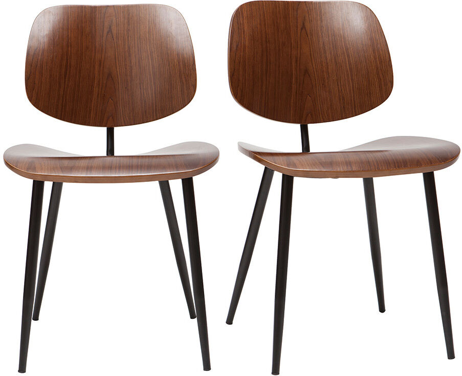 Miliboo Stühle TOBIAS dunkles Holz und schwarzes Metall (2er-Set)