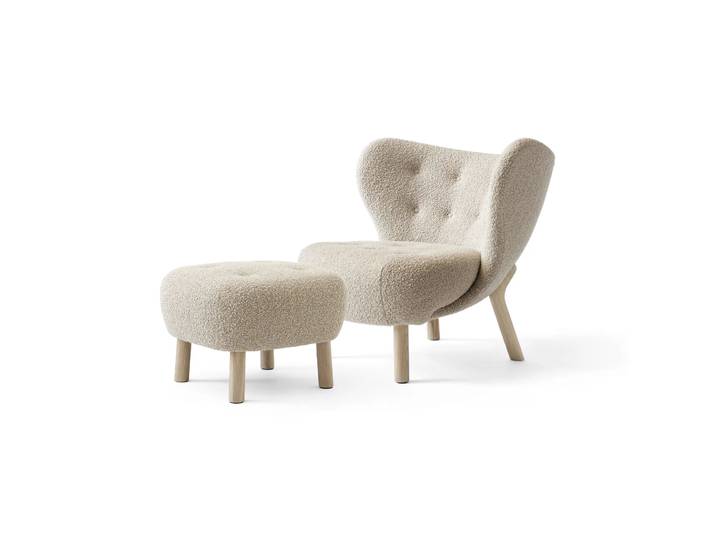 &Tradition Little Petra VB1 Fauteuil inkl. Fußhocker ATD1 Eiche weiß geölt-Karakorum
