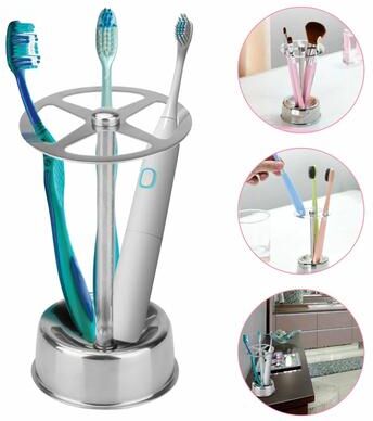 Drop Dash Deals Stainless Steel Toothbrush Holder, Freestanding Bathroom Storage, Stylish Toothpaste Stand, Space Saving Design Stainless Steel Toothbrush Holder, Freestanding Bathroom Storage, Stylish Toothpaste Stand, Space Saving Design