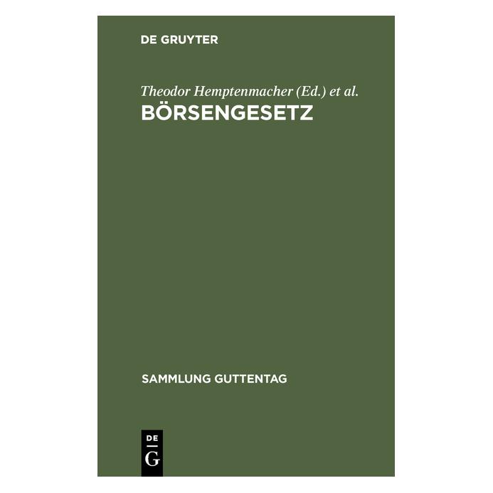 De Gruyter Börsengesetz (Deutsch, Hardcover) (67772001)